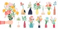 Fresh flowers bouquets. Summer bouquet set isolated Royalty Free Stock Photo