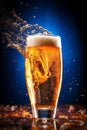 fresh foam alcohol bubble glass drink cold background splash gradient beer. Generative AI. Royalty Free Stock Photo