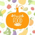 Fresh Food Banner Template with Farm Vegetables Seamless Pattern Vector Illustration Royalty Free Stock Photo
