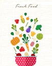 Fresh food concept with organic vegetable icons