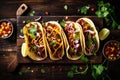 mexican vegetable meal food chili taco tomato sauce fresh pepper. Generative AI. Royalty Free Stock Photo