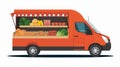 Fresh Food Delivery Van in Simple Flat Vector - Isolated Illustration Royalty Free Stock Photo