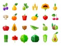 Fresh food. fruits and vegetables set icons Royalty Free Stock Photo