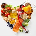 Fresh food for a healthy heart concept Royalty Free Stock Photo