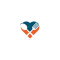 Fresh food heart shape concept logo template. Royalty Free Stock Photo