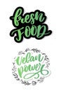 Fresh Vegan food lettering calligraphy Rubber Stamp green Royalty Free Stock Photo