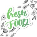 Fresh food lettering calligraphy Rubber Stamp green Royalty Free Stock Photo