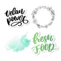 Fresh food lettering calligraphy Rubber Stamp green Royalty Free Stock Photo