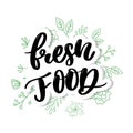 Fresh food lettering calligraphy Rubber Stamp green Royalty Free Stock Photo