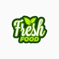 Fresh food logo. Lettering fresh food with green