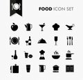 Fresh Food restaurant menu icon set.