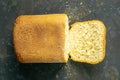 Fresh fragrant bread against a dark background. Assortment of baked bread on dark table background. Fresh fragrant bread on the