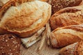 Fresh fragrant bread on the table. Food concept