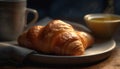 Fresh French pastries and coffee on rustic table generated by AI Royalty Free Stock Photo