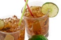 Fresh Fresh cocktail with cola drink and lime fruit Royalty Free Stock Photo