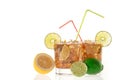 Fresh Fresh cocktail with cola drink and lime fruit Royalty Free Stock Photo