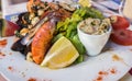 Fresh fried spicy seafood plate mixed Royalty Free Stock Photo