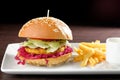 Fresh and fried vegetarian/fish burger Royalty Free Stock Photo