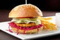 Fresh and fried vegetarian/fish burger