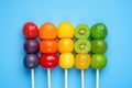 Fresh frozen fruit on sticks is a healthy summer snack. Royalty Free Stock Photo