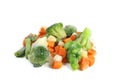 fresh frozen vegetables including broccoli, celera, onion, broccoli on white background Royalty Free Stock Photo