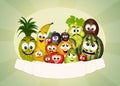 Fresh fruit with funny faces