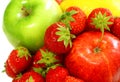 Fresh fruit - apple, strawberry Royalty Free Stock Photo
