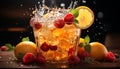 Fresh fruit cocktail, a refreshing summer drink with citrus flavors generated by AI Royalty Free Stock Photo