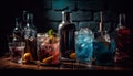 Fresh fruit cocktail on wooden table at night generated by AI Royalty Free Stock Photo