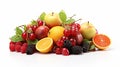 fresh fruit with colorful ripe fruits isolated on white background
