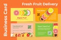Fresh fruit delivery business card collection vector flat grocery vitamin food shipping service Royalty Free Stock Photo