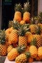 Fresh fruit food closeup background nature sweet pineapple green healthy tropical market