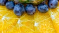 Fresh fruit, orange and grape. Royalty Free Stock Photo