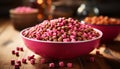 Fresh fruit and gourmet candy in a colorful bowl generated by AI Royalty Free Stock Photo