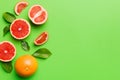 fresh Fruit grapefruit with Juicy grapefruit slices on colored background. Top view. Copy Space. creative summer concept Royalty Free Stock Photo