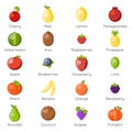 Fresh fruit healthy food natural vitamins cartoon lineart flat design icons set vector illustration Royalty Free Stock Photo