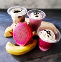 Fresh fruit ice cream contain many vitamins for health.