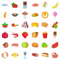 Fresh fruit icons set, cartoon style Royalty Free Stock Photo