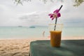 fresh fruit juice on the beach Royalty Free Stock Photo