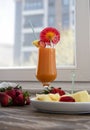 Fresh fruit juice and fresh fruits mix, staying healthy in quarantine