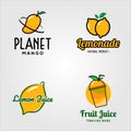 Fresh fruit juice logo set vector illustration design