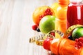 Fresh fruit juices in healthy nutrition setting Royalty Free Stock Photo