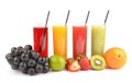 Fresh fruit juices on white Royalty Free Stock Photo