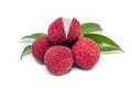 Fresh fruit lychee on white background Royalty Free Stock Photo