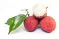 Fresh fruit lychee on white background Royalty Free Stock Photo