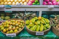 Fresh fruit market in Asia at night.