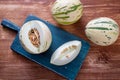 fresh fruit melon on chopping board