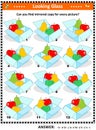 Fresh fruit packaging picture puzzle - find mirrored images
