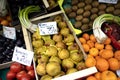 Fresh fruit in a Parisian farmers market Royalty Free Stock Photo