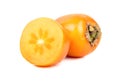 Fresh fruit persimmons with half Royalty Free Stock Photo